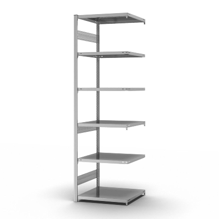 hofe Fachbodenregal Grundregal HZG25807AM zerlegt 6 Böden beidseitig (HxTxB) 2500x800x750mm verzinkt