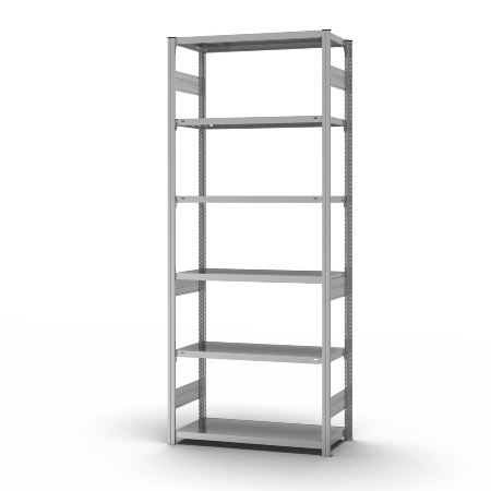 hofe Fachbodenregal Grundregal HZG25807AM zerlegt 6 Böden beidseitig (HxTxB) 2500x800x750mm verzinkt