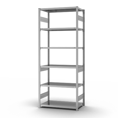 hofe Fachbodenregal Grundregal HZG25807AM zerlegt 6 Böden beidseitig (HxTxB) 2500x800x750mm verzinkt