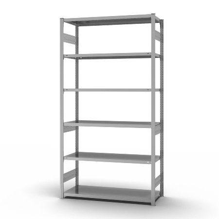 hofe Fachbodenregal Grundregal HZG25807AM zerlegt 6 Böden beidseitig (HxTxB) 2500x800x750mm verzinkt