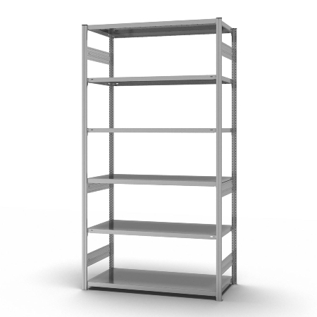 hofe Fachbodenregal Grundregal HZG25807AM zerlegt 6 Böden beidseitig (HxTxB) 2500x800x750mm verzinkt