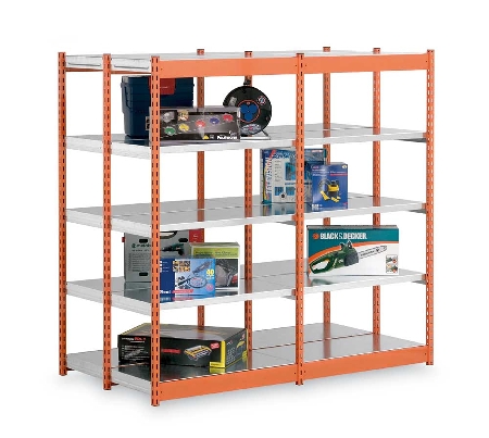 hofe Fachboden-Rohrregal Anbauregal doppelseitig ROA 204013 MD zerlegt 10 Böden (HxBxT) 2000x1325x800mm Orange