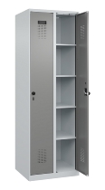 C+P Wäsche-Spind Evolo PLUS 049020-22B mit Sockel 2 Abt.je 400mm Drehriegel (HxBxT) 1950x800x500mm 7035/3000