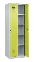 C+P Wäsche-Spind Evolo PLUS 049020-22B mit Sockel 2 Abt.je 400mm Drehriegel (HxBxT) 1950x800x500mm 7035/3000