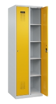 C+P Wäsche-Spind Evolo PLUS 049020-22B mit Sockel 2 Abt.je 400mm Drehriegel (HxBxT) 1950x800x500mm 7035/3000