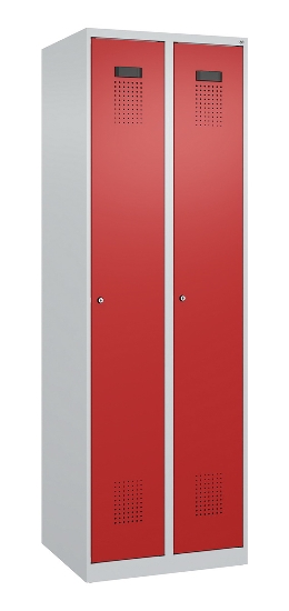 C+P Wäsche-Spind Evolo PLUS 049020-22B mit Sockel 2 Abt.je 400mm Drehriegel (HxBxT) 1950x800x500mm 7035/3000