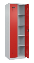 C+P Wäsche-Spind Evolo PLUS 049020-22B mit Sockel 2 Abt.je 400mm Drehriegel (HxBxT) 1950x800x500mm 7035/3000