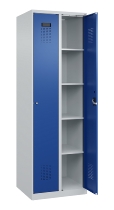 C+P Wäsche-Spind Evolo PLUS 049020-22B mit Sockel 2 Abt.je 400mm Drehriegel (HxBxT) 1950x800x500mm 7035/3000