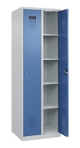 C+P Wäsche-Spind Evolo PLUS 049020-22B mit Sockel 2 Abt.je 400mm Drehriegel (HxBxT) 1950x800x500mm 7035/3000