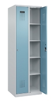 C+P Wäsche-Spind Evolo PLUS 049020-22B mit Sockel 2 Abt.je 400mm Drehriegel (HxBxT) 1950x800x500mm 7035/3000