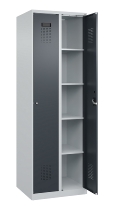C+P Wäsche-Spind Evolo PLUS 049020-22B mit Sockel 2 Abt.je 400mm Drehriegel (HxBxT) 1950x800x500mm 7035/3000