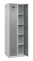 C+P Wäsche-Spind Evolo PLUS 049020-22B mit Sockel 2 Abt.je 400mm Drehriegel (HxBxT) 1950x800x500mm 7035/3000