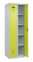 C+P Wäsche-Spind Evolo PLUS 049020-22B mit Sockel 2 Abt.je 400mm Drehriegel (HxBxT) 1950x800x500mm 7035/3000