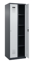C+P Wäsche-Spind Evolo PLUS 049020-22B mit Sockel 2 Abt.je 400mm Drehriegel (HxBxT) 1950x800x500mm 7035/3000