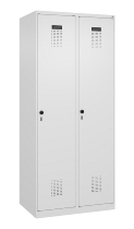 C+P Wäsche-Spind Evolo PLUS 049020-22B mit Sockel 2 Abt.je 400mm Drehriegel (HxBxT) 1950x800x500mm 7035/3000