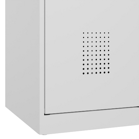 C+P Wäsche-Spind Evolo PLUS 049020-22B mit Sockel 2 Abt.je 400mm Drehriegel (HxBxT) 1950x800x500mm 7035/3000