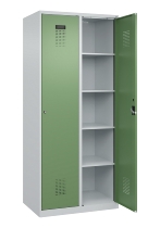 C+P Wäsche-Spind Evolo PLUS 049020-22B mit Sockel 2 Abt.je 400mm Drehriegel (HxBxT) 1950x800x500mm 7035/3000