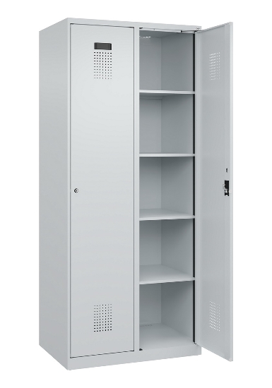 C+P Wäsche-Spind Evolo PLUS 049020-22B mit Sockel 2 Abt.je 400mm Drehriegel (HxBxT) 1950x800x500mm 7035/3000