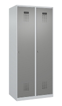 C+P Wäsche-Spind Evolo PLUS 049020-22B mit Sockel 2 Abt.je 400mm Drehriegel (HxBxT) 1950x800x500mm 7035/3000