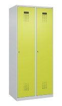 C+P Wäsche-Spind Evolo PLUS 049020-22B mit Sockel 2 Abt.je 400mm Drehriegel (HxBxT) 1950x800x500mm 7035/3000