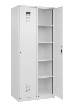 C+P Wäsche-Spind Evolo PLUS 049020-22B mit Sockel 2 Abt.je 400mm Drehriegel (HxBxT) 1950x800x500mm 7035/3000