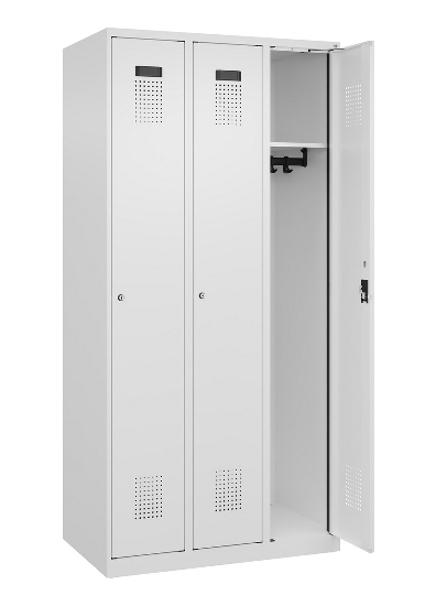 C+P Spind Evolo PLUS 049000-30 bodenstehend 3 Abt. 300mm Drehriegel (HxBxT) 1850x900x500mm 7035/0004