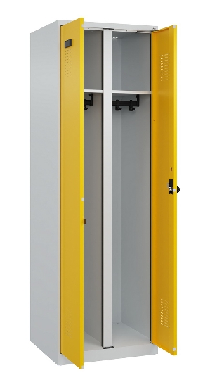 C+P Schwarz-Weiß-Spind Evolo PLUS 049002-22 bodenstehend 2 Abt.400mm Drehriegel (HxBxT) 1850x800x500mm 7035/6011