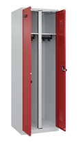 C+P Schwarz-Weiß-Spind Evolo PLUS 049002-20 bodenstehend 2 Abt.300mm Drehriegel (HxBxT) 1850x600x500mm 7035/3000