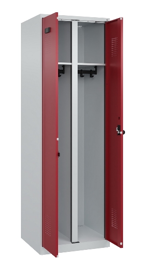 C+P Schwarz-Weiß-Spind Evolo PLUS 049002-22 bodenstehend 2 Abt.400mm Drehriegel (HxBxT) 1850x800x500mm 7035/6011