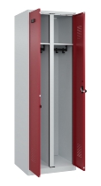 C+P Schwarz-Weiß-Spind Evolo PLUS 049002-22 bodenstehend 2 Abt.400mm Drehriegel (HxBxT) 1850x800x500mm 7035/6011
