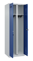 C+P Schwarz-Weiß-Spind Evolo PLUS 049002-22 bodenstehend 2 Abt.400mm Drehriegel (HxBxT) 1850x800x500mm 7035/6011