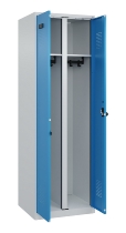 C+P Schwarz-Weiß-Spind Evolo PLUS 049002-22 bodenstehend 2 Abt.400mm Drehriegel (HxBxT) 1850x800x500mm 7035/6011