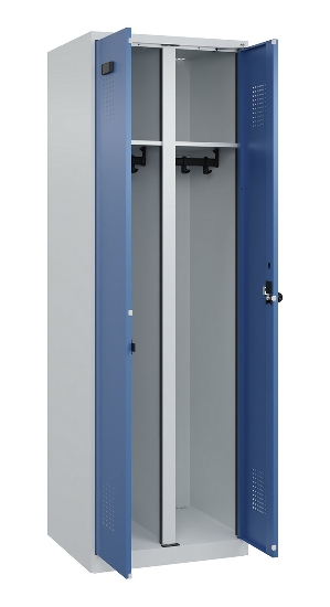 C+P Schwarz-Weiß-Spind Evolo PLUS 049002-22 bodenstehend 2 Abt.400mm Drehriegel (HxBxT) 1850x800x500mm 7035/6011