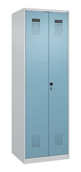 C+P Schwarz-Weiß-Spind Evolo PLUS 049002-22 bodenstehend 2 Abt.400mm Drehriegel (HxBxT) 1850x800x500mm 7035/6011