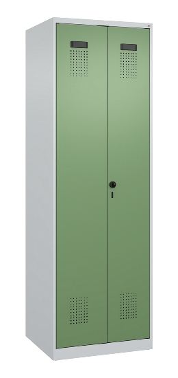 C+P Schwarz-Weiß-Spind Evolo PLUS 049002-22 bodenstehend 2 Abt.400mm Drehriegel (HxBxT) 1850x800x500mm 7035/6011