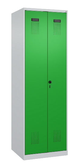 C+P Schwarz-Weiß-Spind Evolo PLUS 049002-22 bodenstehend 2 Abt.400mm Drehriegel (HxBxT) 1850x800x500mm 7035/6011