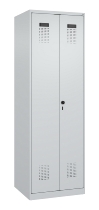 C+P Schwarz-Weiß-Spind Evolo PLUS 049002-22 bodenstehend 2 Abt.400mm Drehriegel (HxBxT) 1850x800x500mm 7035/6011