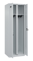 C+P Schwarz-Weiß-Spind Evolo PLUS 049002-22 bodenstehend 2 Abt.400mm Drehriegel (HxBxT) 1850x800x500mm 7035/6011