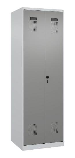 C+P Schwarz-Weiß-Spind Evolo PLUS 049002-22 bodenstehend 2 Abt.400mm Drehriegel (HxBxT) 1850x800x500mm 7035/6011