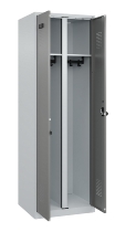C+P Schwarz-Weiß-Spind Evolo PLUS 049002-22 bodenstehend 2 Abt.400mm Drehriegel (HxBxT) 1850x800x500mm 7035/6011