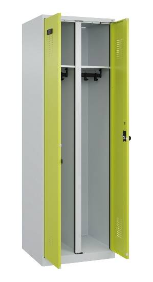 C+P Schwarz-Weiß-Spind Evolo PLUS 049002-22 bodenstehend 2 Abt.400mm Drehriegel (HxBxT) 1850x800x500mm 7035/6011