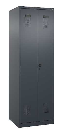 C+P Schwarz-Weiß-Spind Evolo PLUS 049002-22 bodenstehend 2 Abt.400mm Drehriegel (HxBxT) 1850x800x500mm 7035/6011