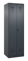 C+P Schwarz-Weiß-Spind Evolo PLUS 049002-22 bodenstehend 2 Abt.400mm Drehriegel (HxBxT) 1850x800x500mm 7035/6011