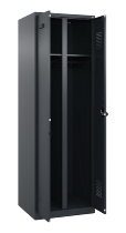 C+P Schwarz-Weiß-Spind Evolo PLUS 049002-22 bodenstehend 2 Abt.400mm Drehriegel (HxBxT) 1850x800x500mm 7035/6011