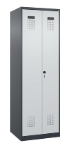 C+P Schwarz-Weiß-Spind Evolo PLUS 049002-22 bodenstehend 2 Abt.400mm Drehriegel (HxBxT) 1850x800x500mm 7035/6011