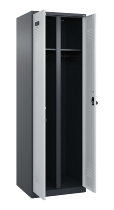 C+P Schwarz-Weiß-Spind Evolo PLUS 049002-22 bodenstehend 2 Abt.400mm Drehriegel (HxBxT) 1850x800x500mm 7035/6011