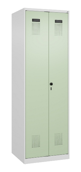 C+P Schwarz-Weiß-Spind Evolo PLUS 049002-22 bodenstehend 2 Abt.400mm Drehriegel (HxBxT) 1850x800x500mm 7035/6011