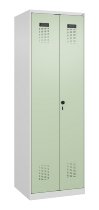 C+P Schwarz-Weiß-Spind Evolo PLUS 049002-22 bodenstehend 2 Abt.400mm Drehriegel (HxBxT) 1850x800x500mm 7035/6011