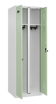C+P Schwarz-Weiß-Spind Evolo PLUS 049002-22 bodenstehend 2 Abt.400mm Drehriegel (HxBxT) 1850x800x500mm 7035/6011