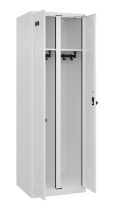 C+P Schwarz-Weiß-Spind Evolo PLUS 049002-22 bodenstehend 2 Abt.400mm Drehriegel (HxBxT) 1850x800x500mm 7035/6011